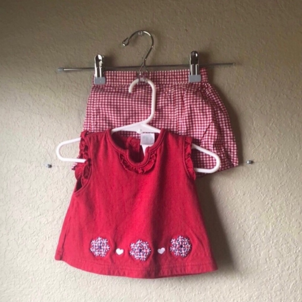 Little Me Vintage 90’s Red & White Shirt And Skort Set Baby Girls Sz 9 Months